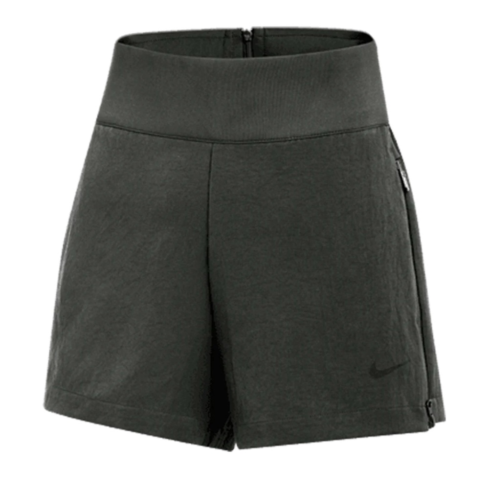 Nike Women's Team Tech Pack Woven Short High Waist Gray Logo Zipper DX0626-060